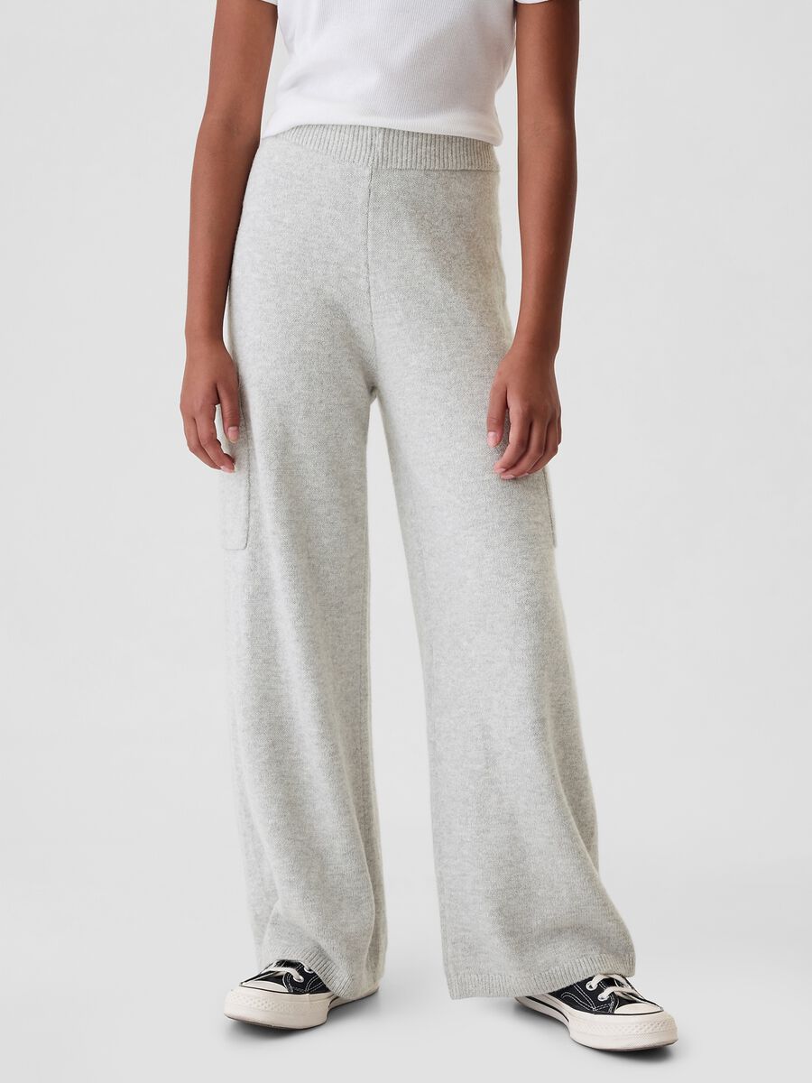 Pantalone a gamba larga in maglia Bambina_1
