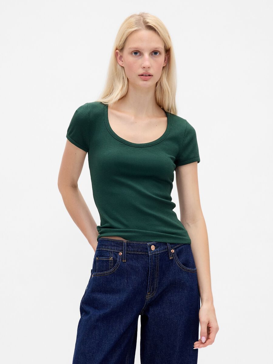 Short-sleeved green t-shirt Woman_1