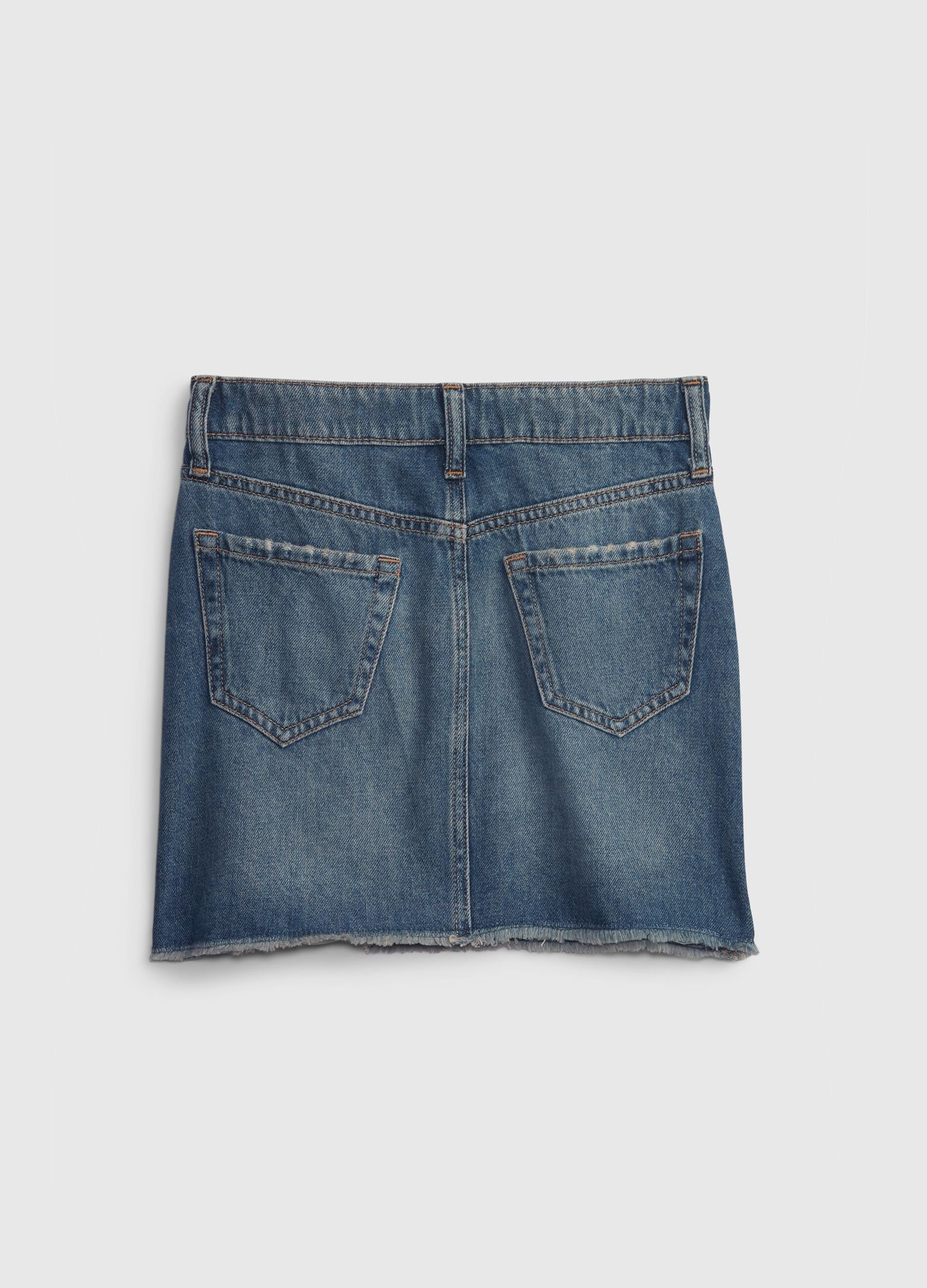 Skirt in distressed-effect denim_1