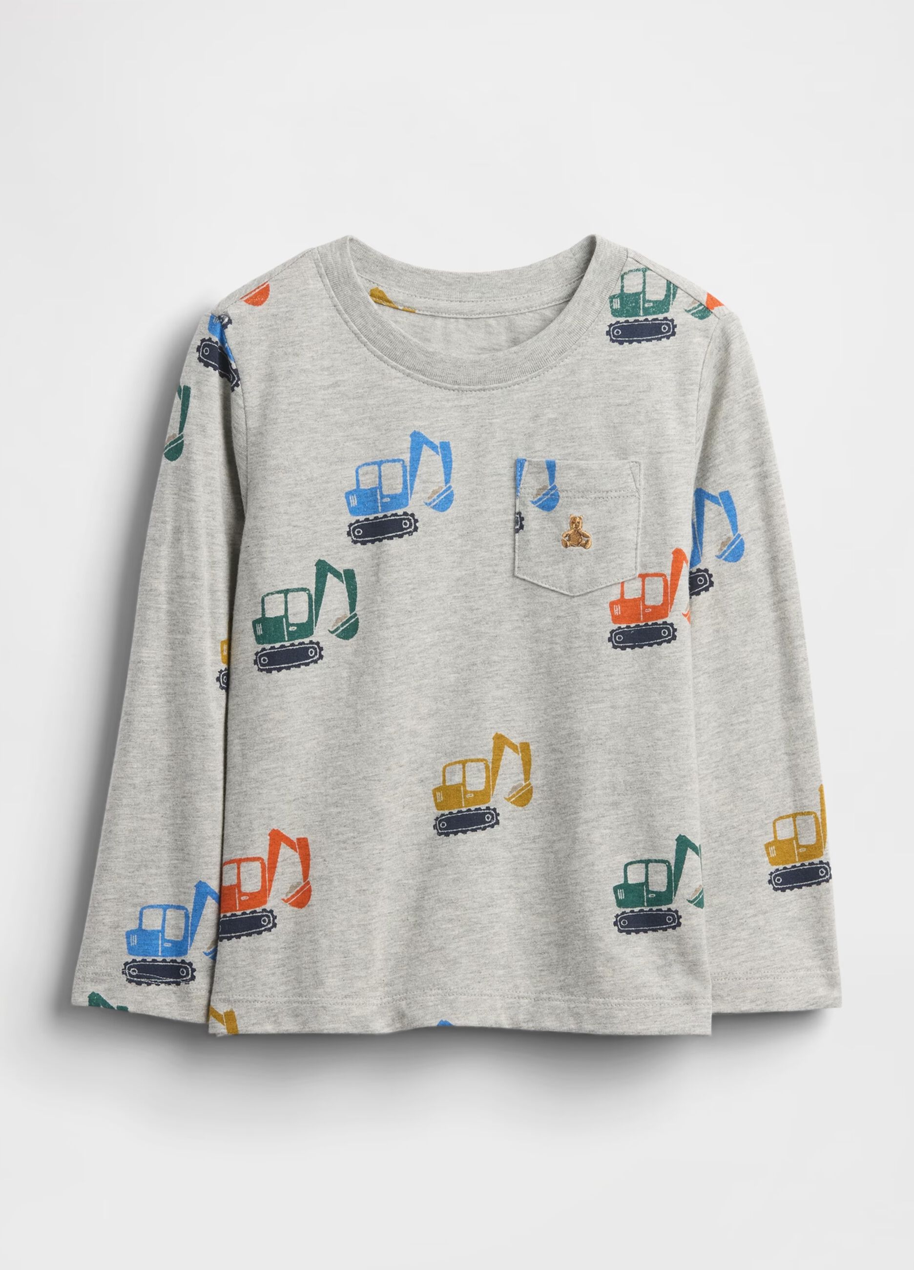 Grey long-sleeve shirt with digger print