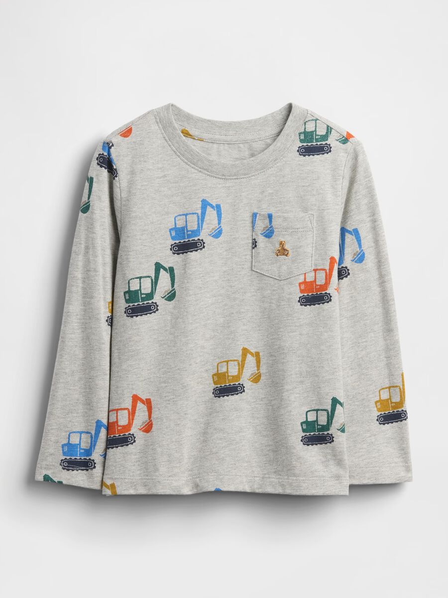 Grey long-sleeve shirt with digger print Boy_0