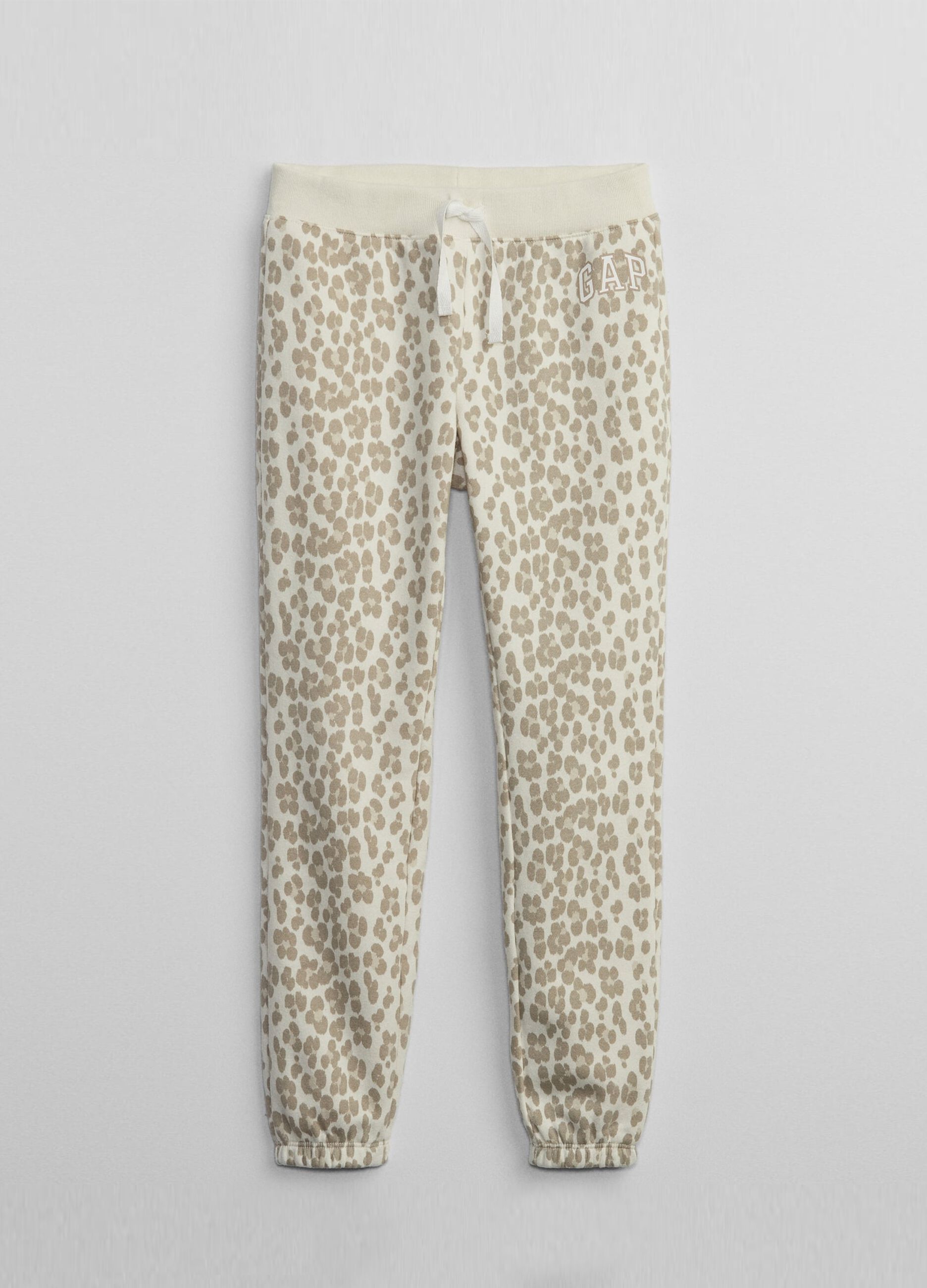 Leopard print joggers with logo print