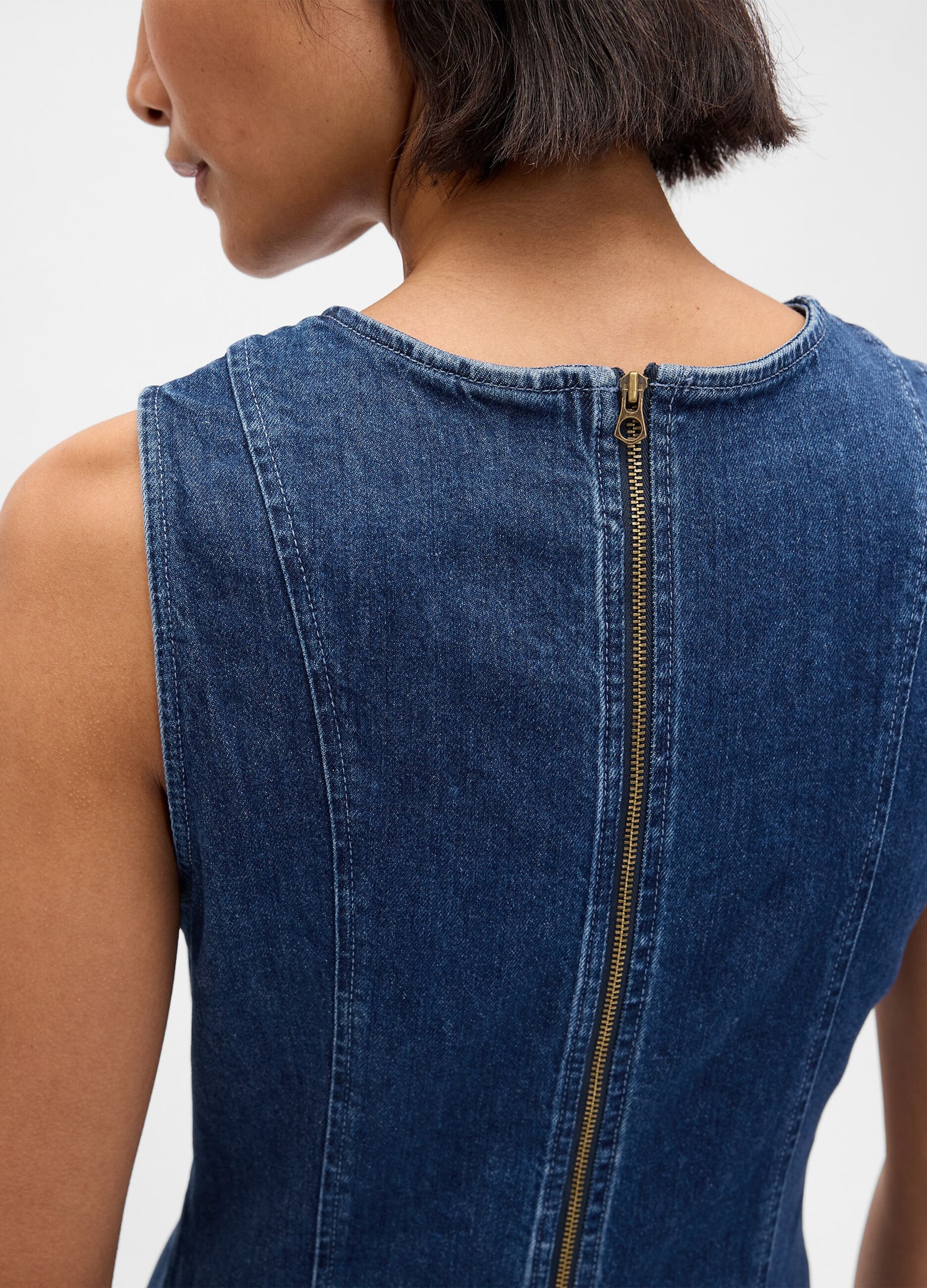 Abito denim elasticizzato con zip posteriore_3
