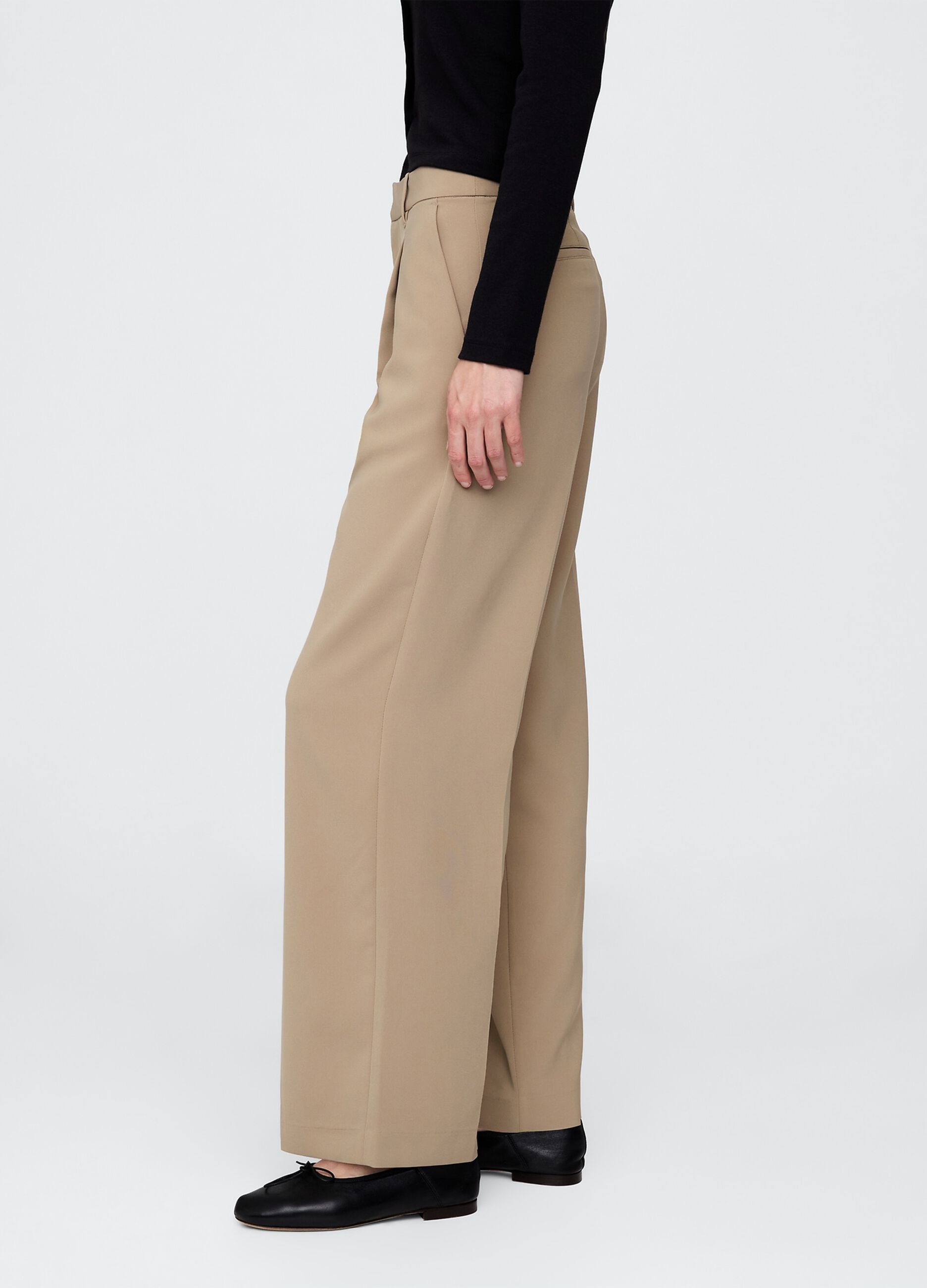Beige Stretch Fabric Trousers