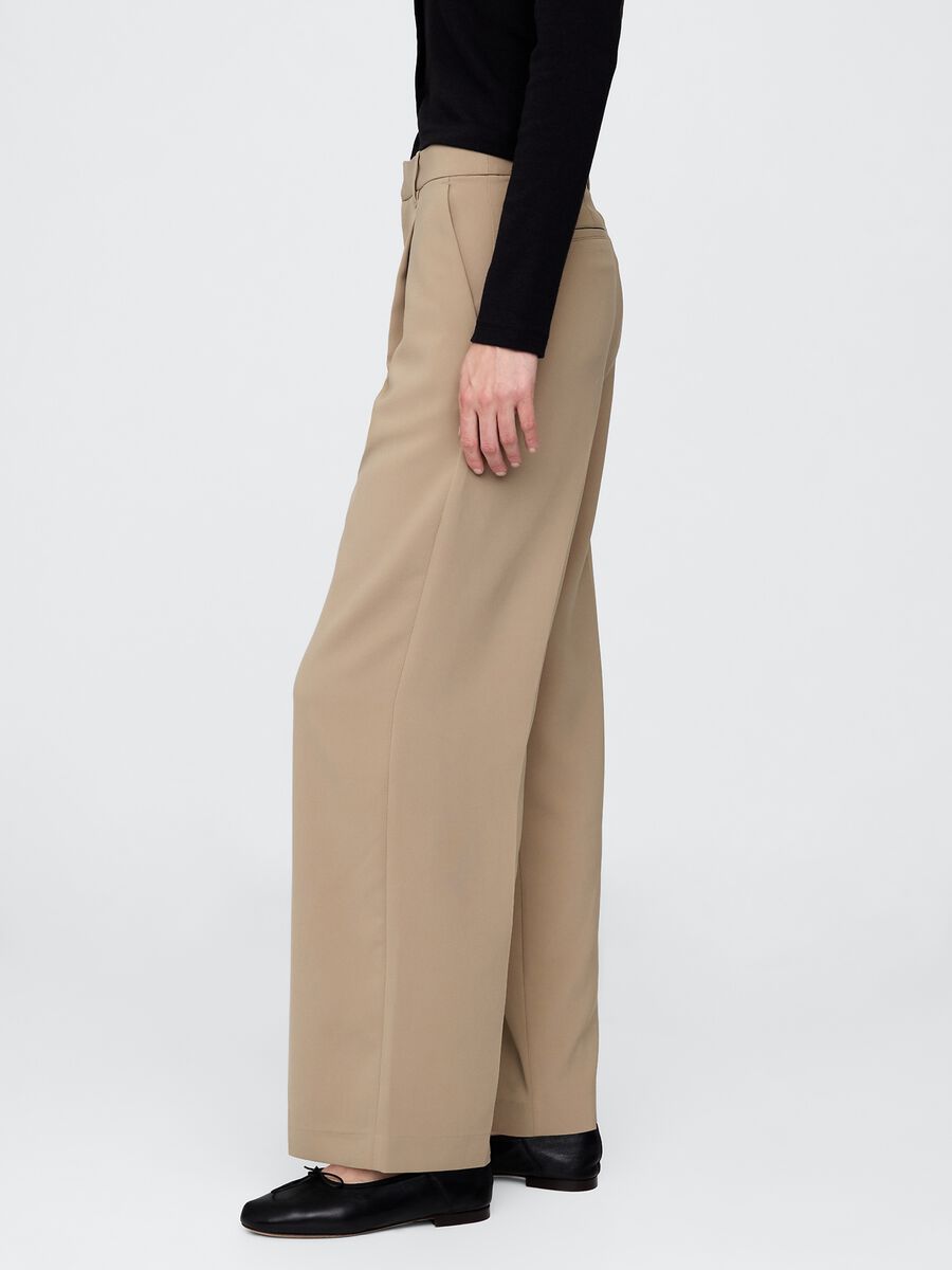 Beige Stretch Fabric Trousers Woman_3