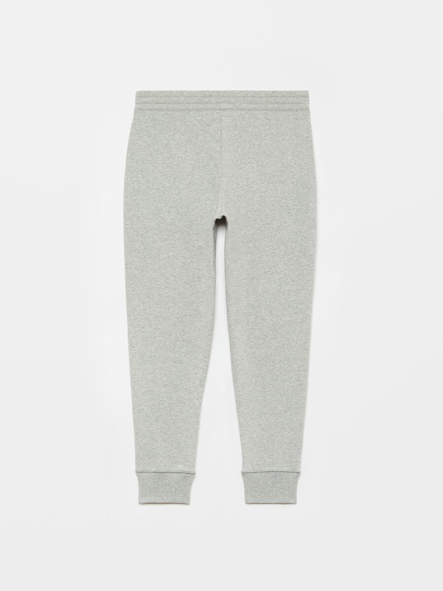 Mélange fleece joggers with logo embroidery Man_1