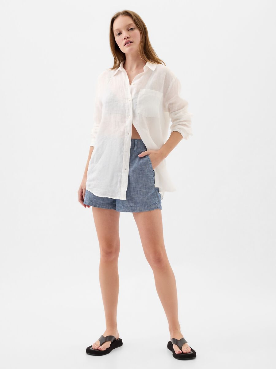 Chambray cotton shorts Woman_0