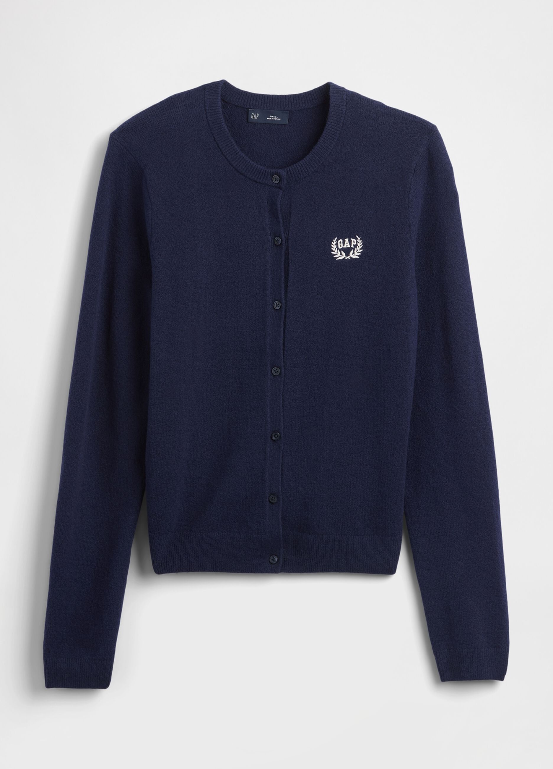 Cardigan con bottoni e logo