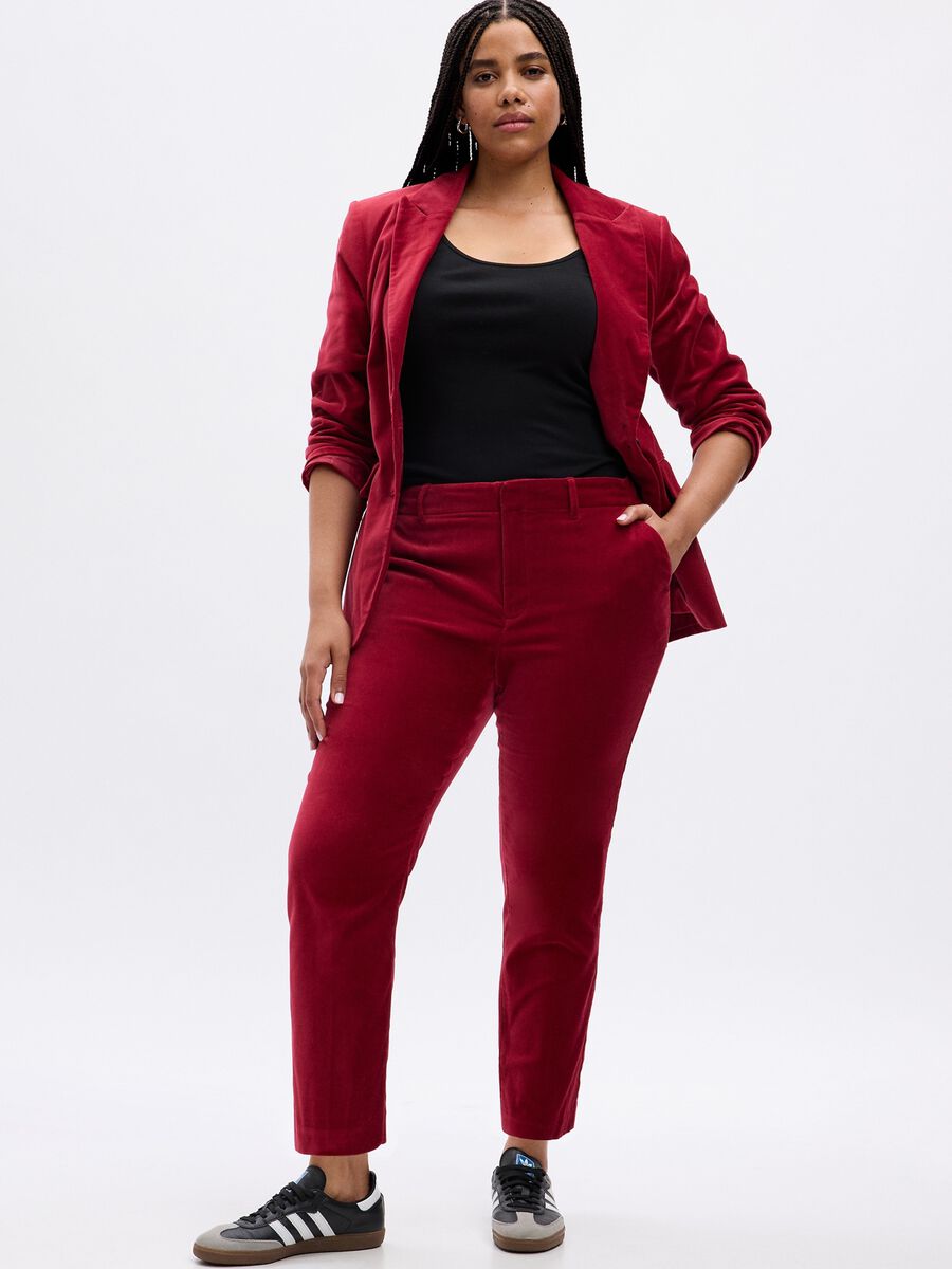 Pantaloni a sigaretta straight fit in velluto Donna_3