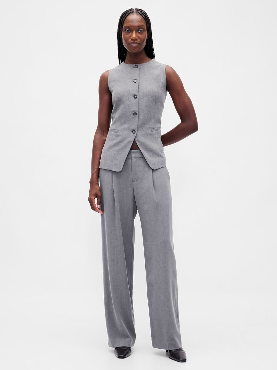Grey Waistcoat in Stretch Fabric Woman_1