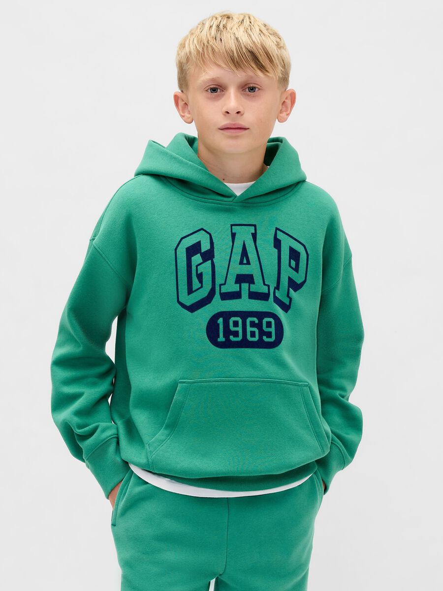 Felpa verde con cappuccio per bambino Bambino_0