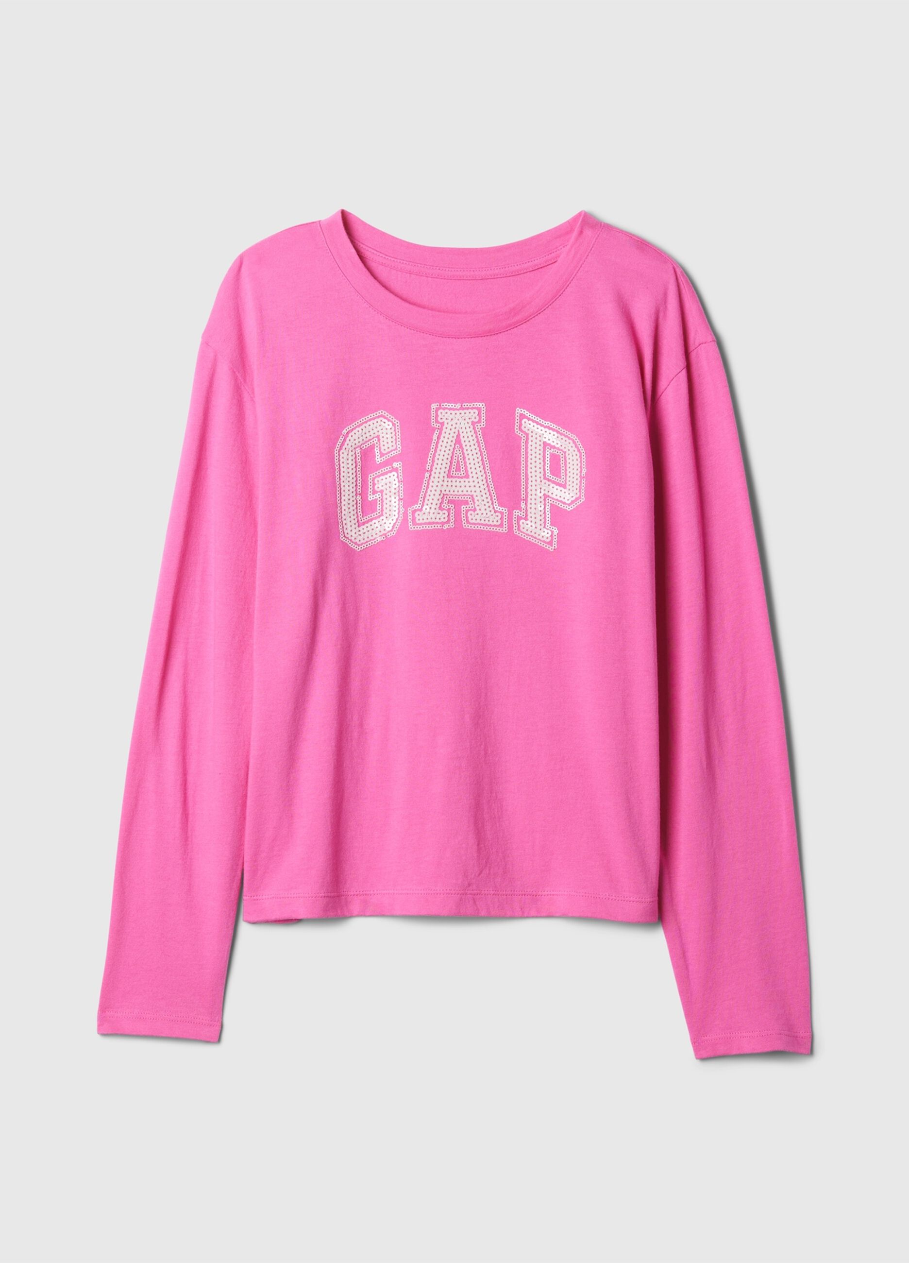 T-shirt con logo in micro paillettes