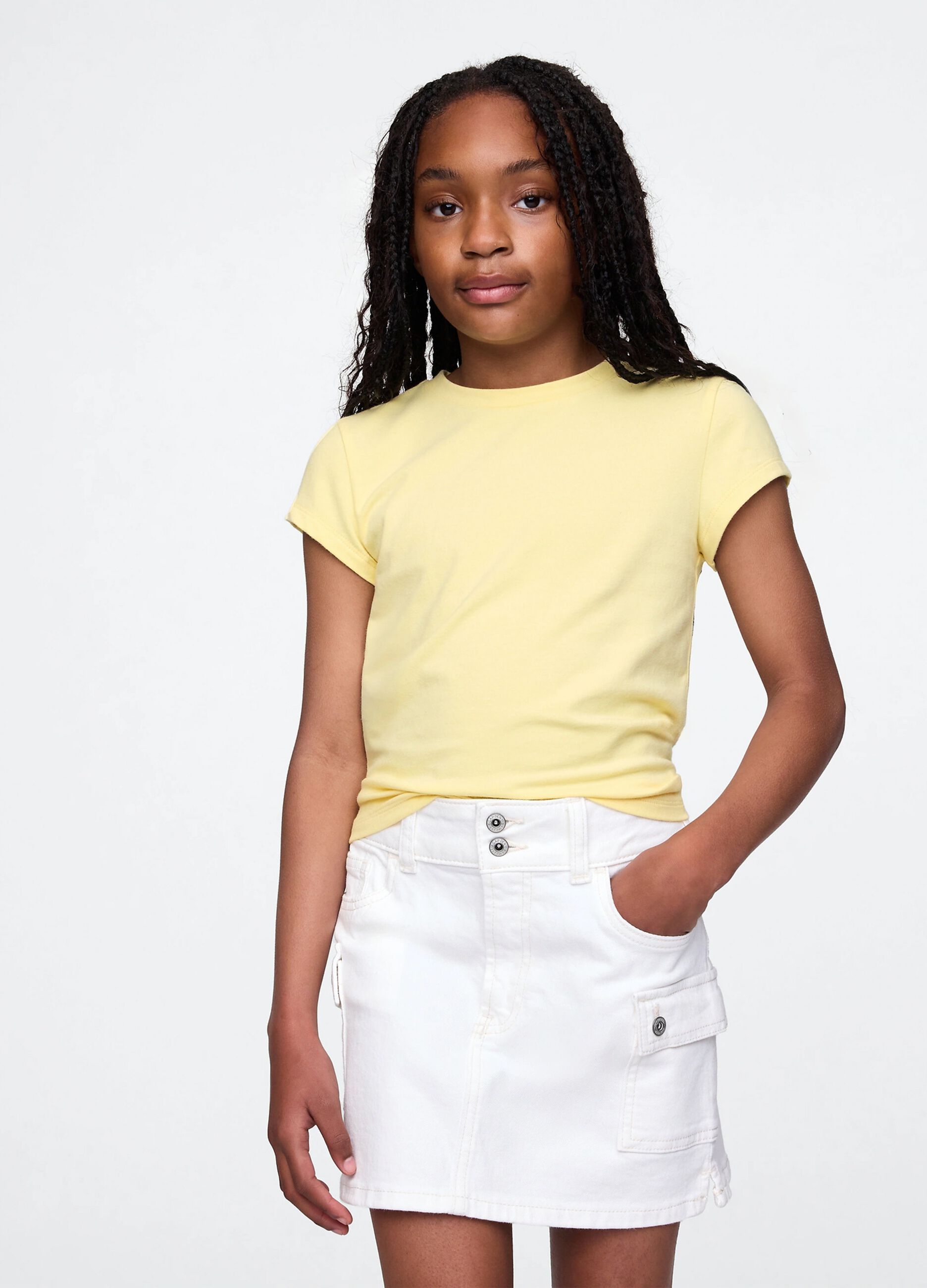 T-shirt gialla in cotone stretch