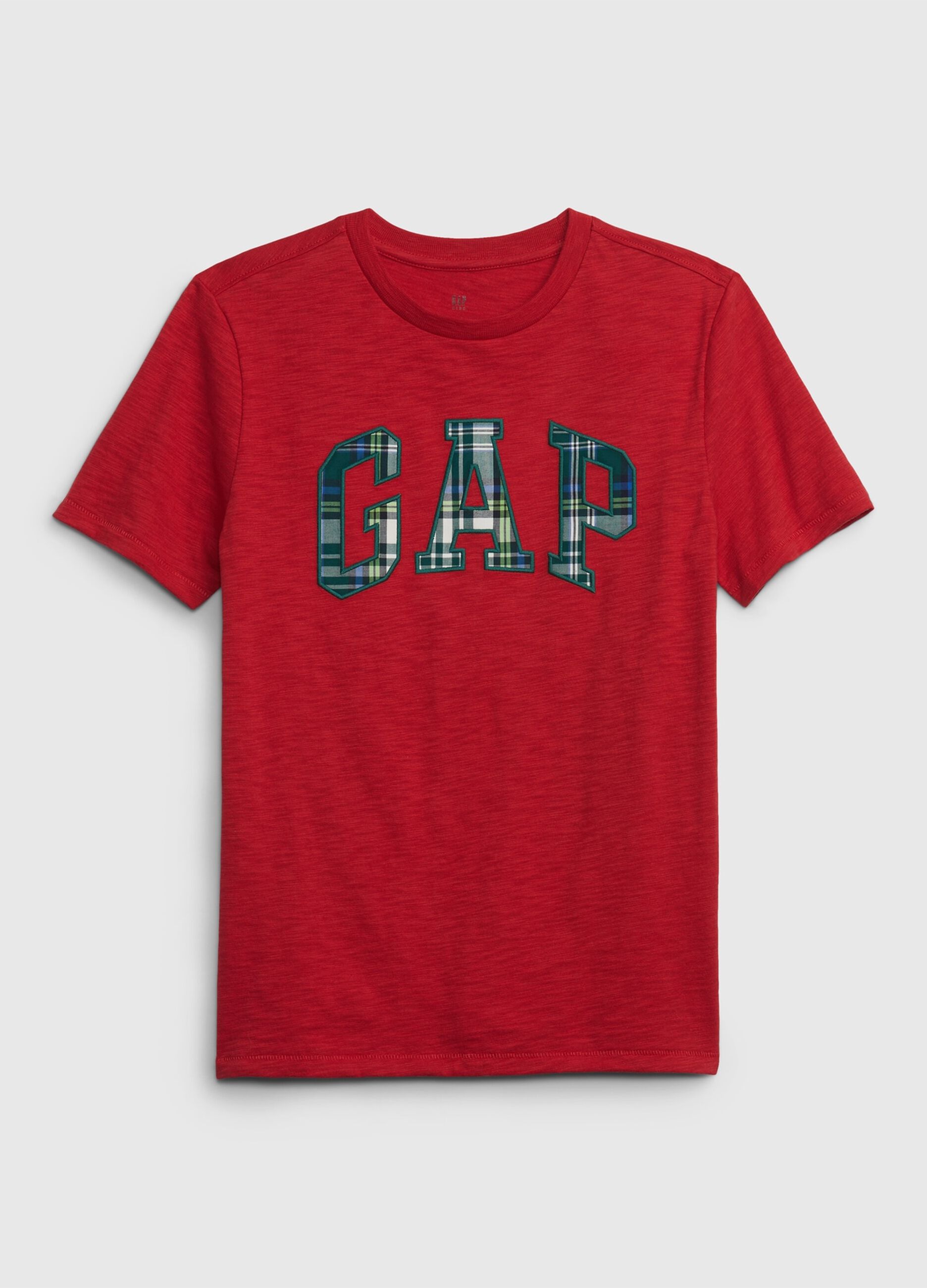 T-shirt con ricamo logo check