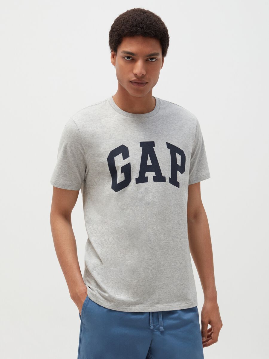 T-shirt girocollo con stampa logo Uomo_0