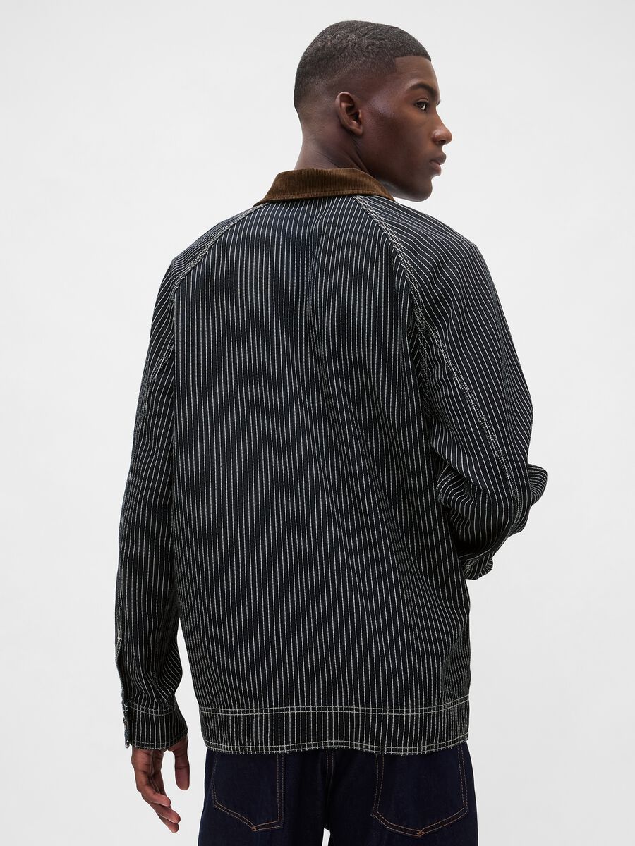 Giacca marrone in cotone a righe Uomo_1