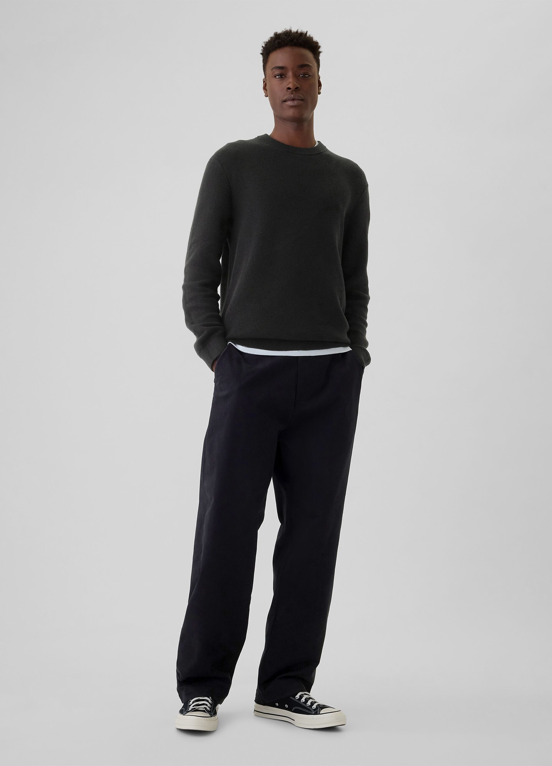 Pullover con micro trama a nido d'ape_1