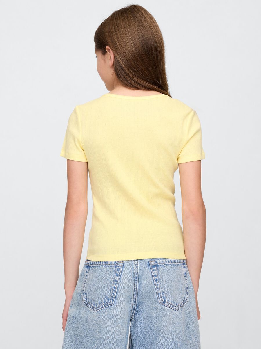 T-shirt a coste gialla con taglio aderente Girl_1