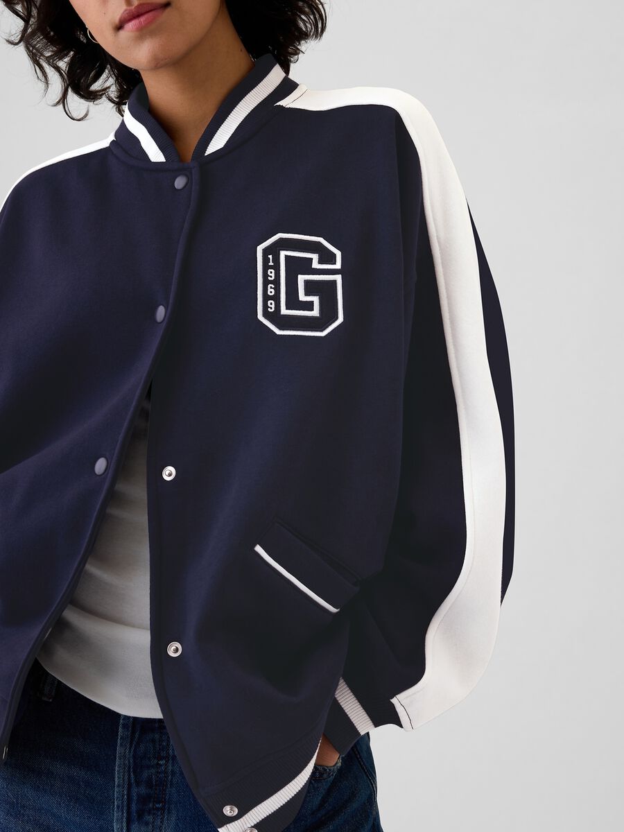 Bomber varsity oversize con ricamo logo Donna_3