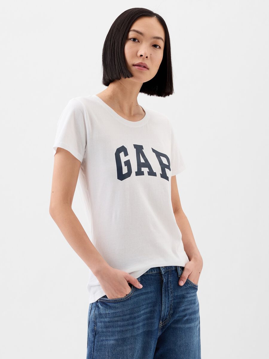 T-shirt bianca con logo GAP Donna_0