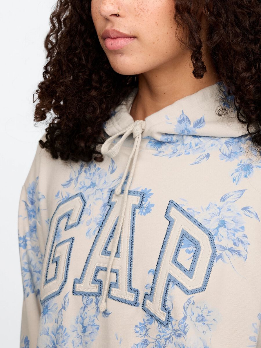 Felpa con cappuccio floreale beige e azzurro Gap Donna_3
