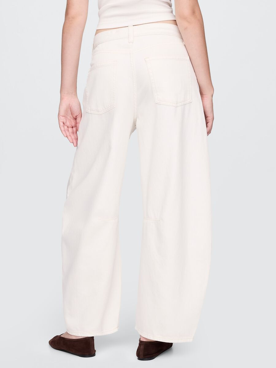 Pantaloni ampi bianchi in cotone Donna_2