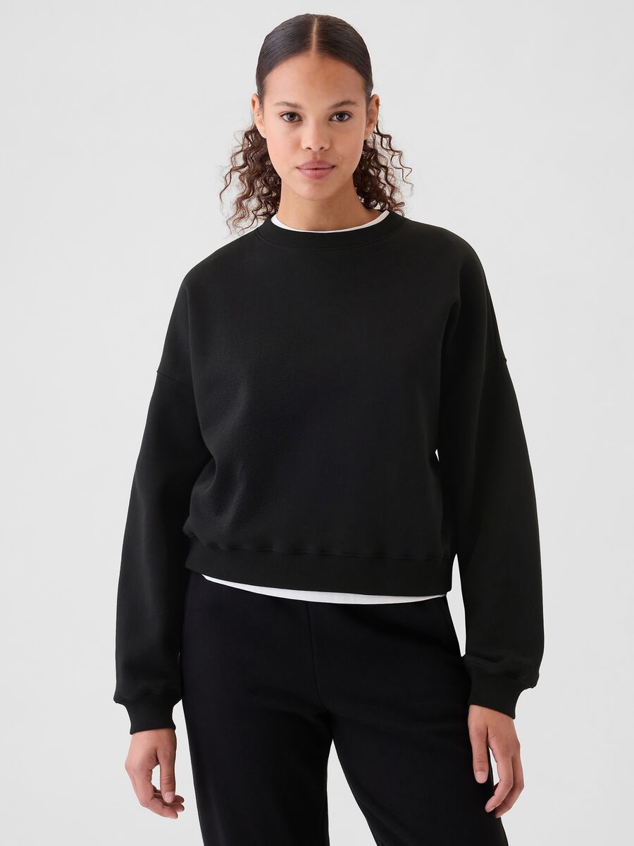 Felpa nera girocollo Donna_0