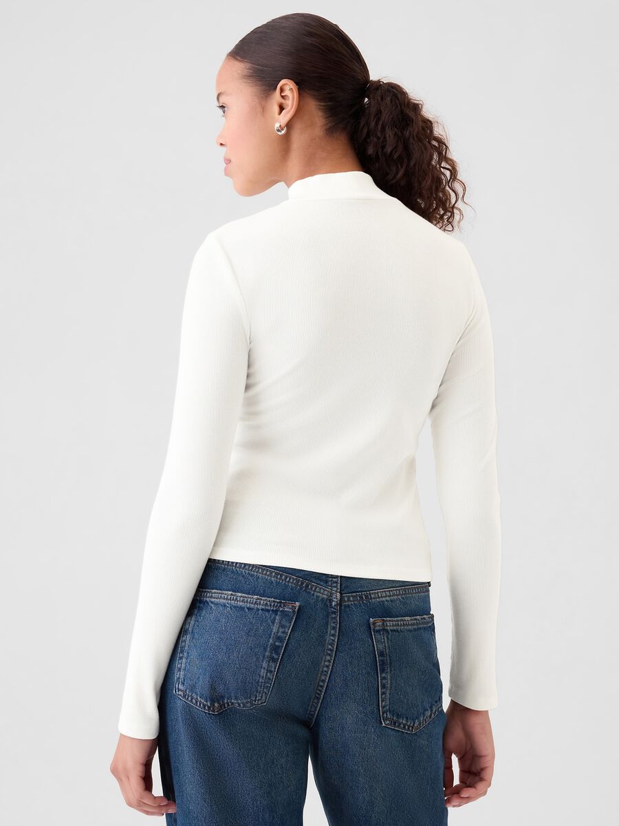 T-shirt a costine in cotone e modal stretch Donna_2