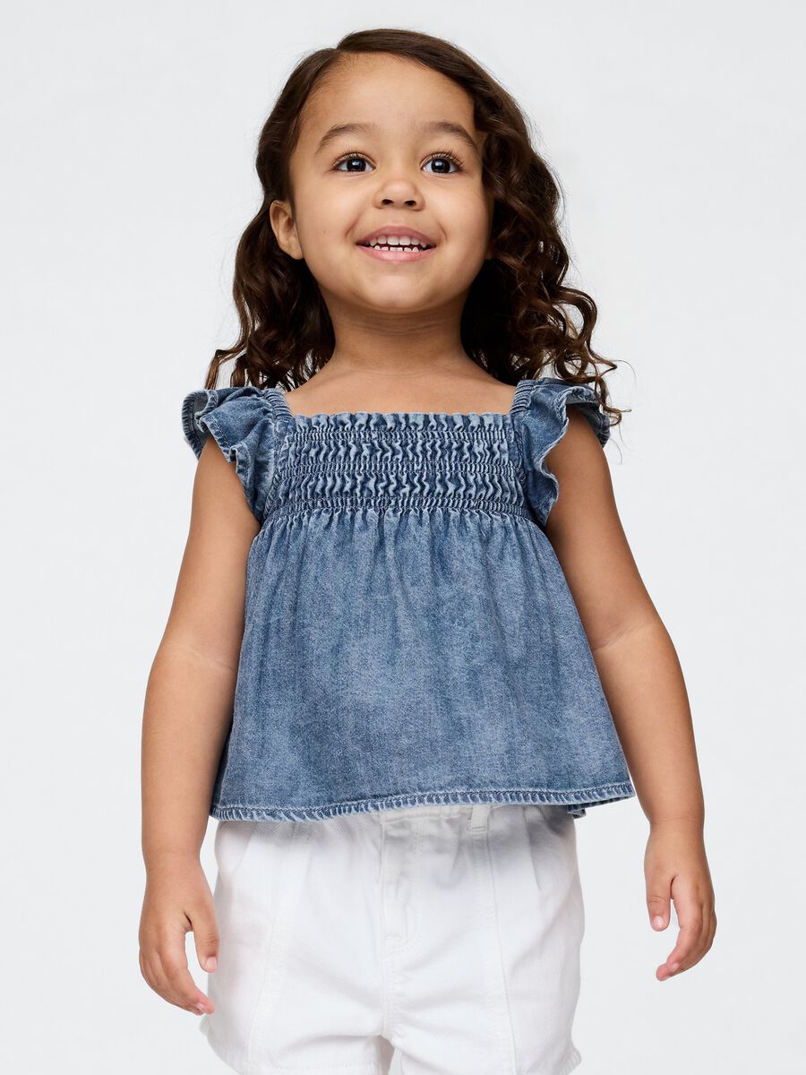 Top smock in denim leggero Bimba_0