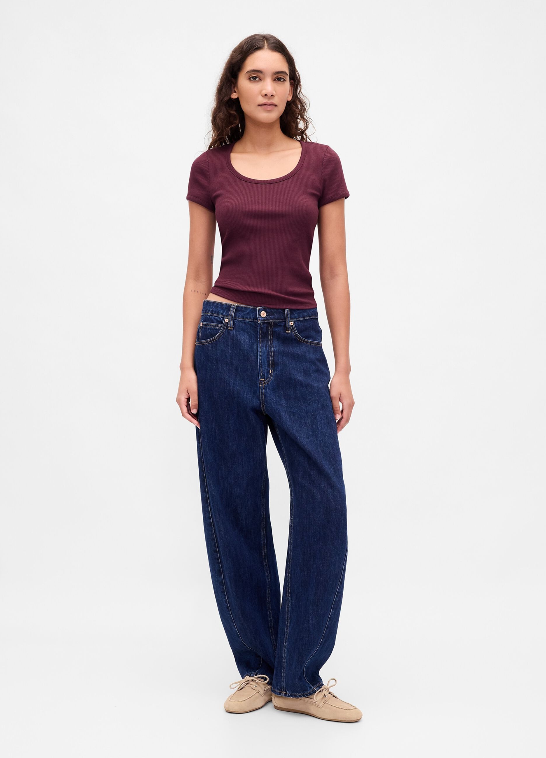 Stretch Purple T-shirt with Short Sleeves