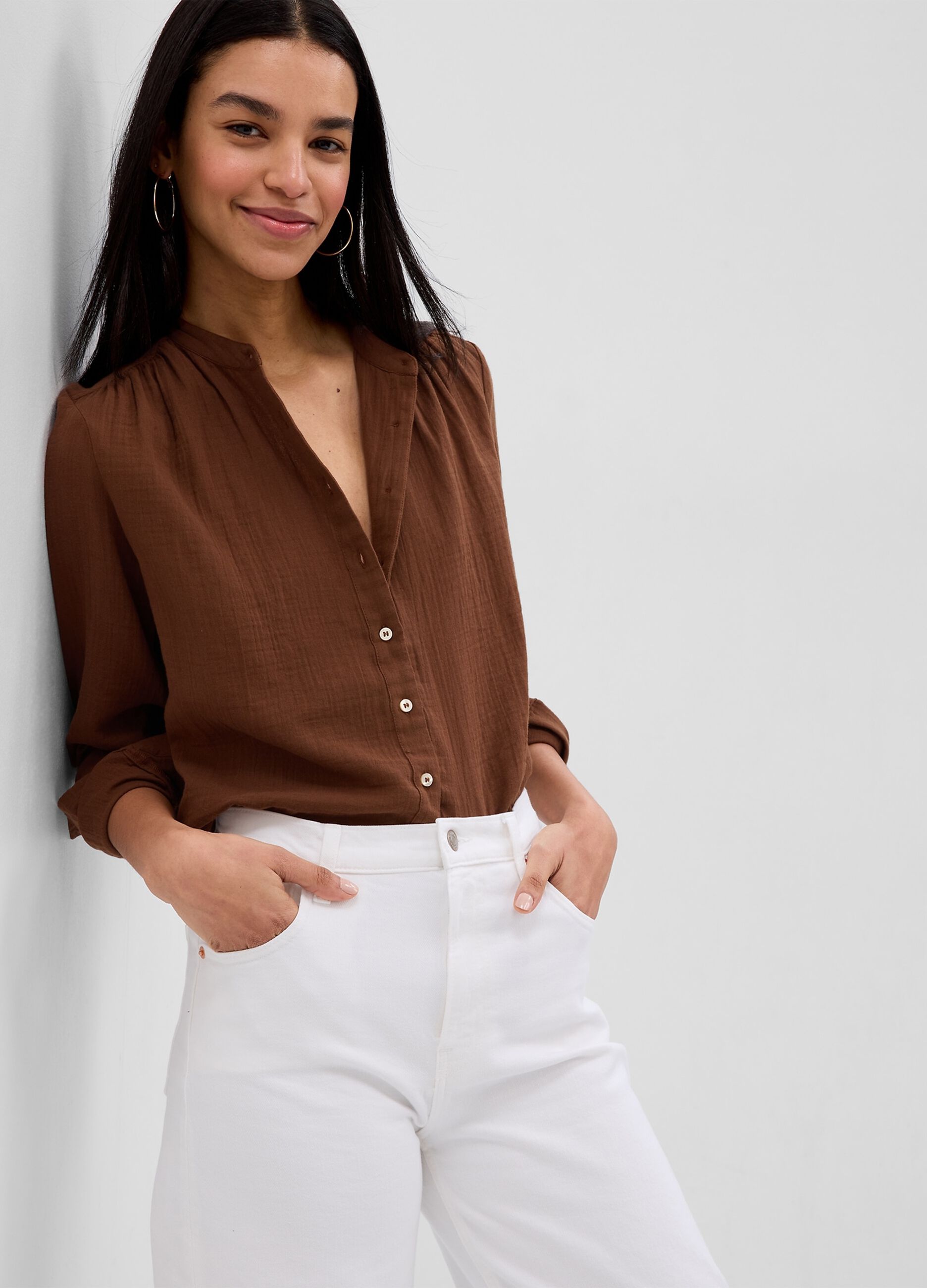 Cotton crinkled-effect shirt