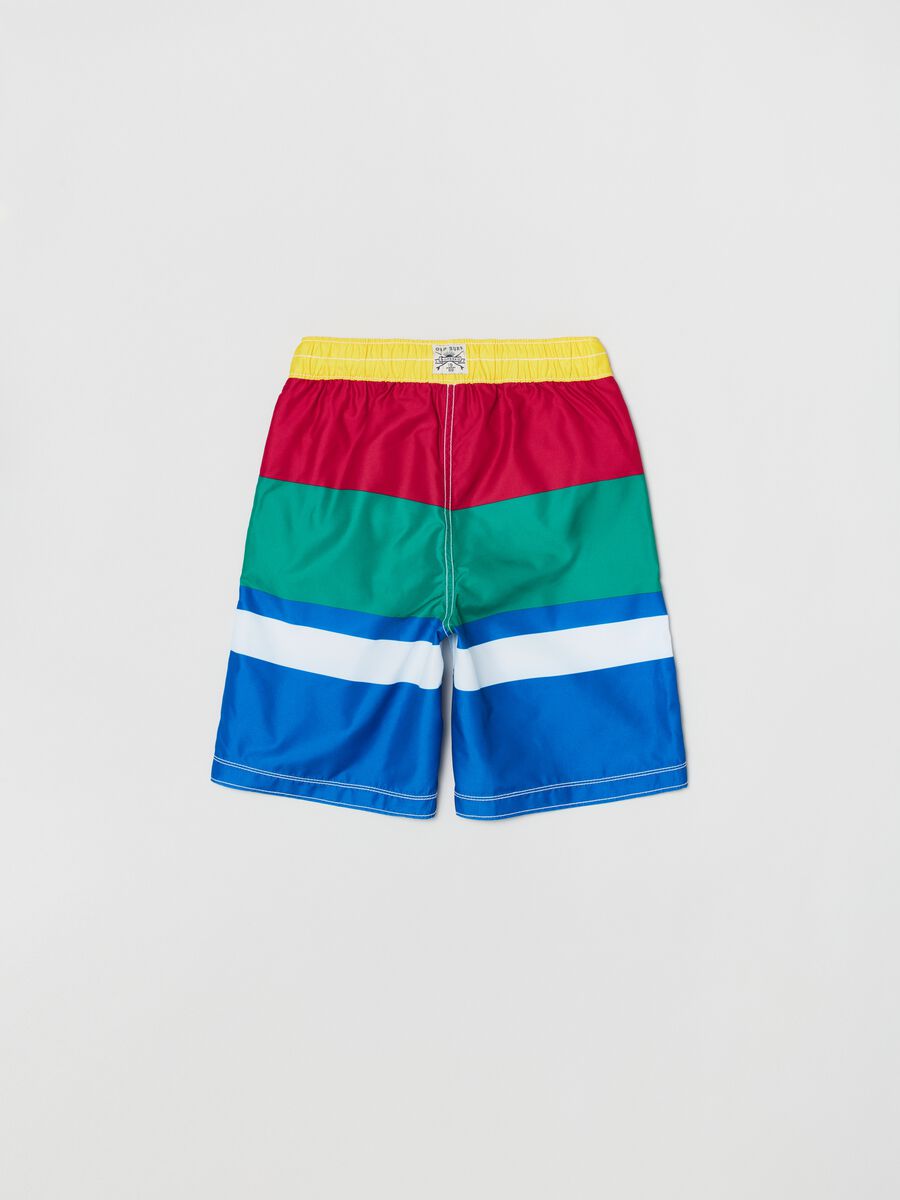 Bermuda swim shorts in recycled polyester with drawstring Boy_1