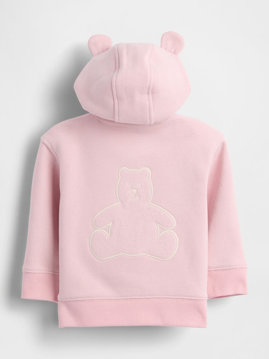 Felpa rosa con cappuccio e zip Neonato_1