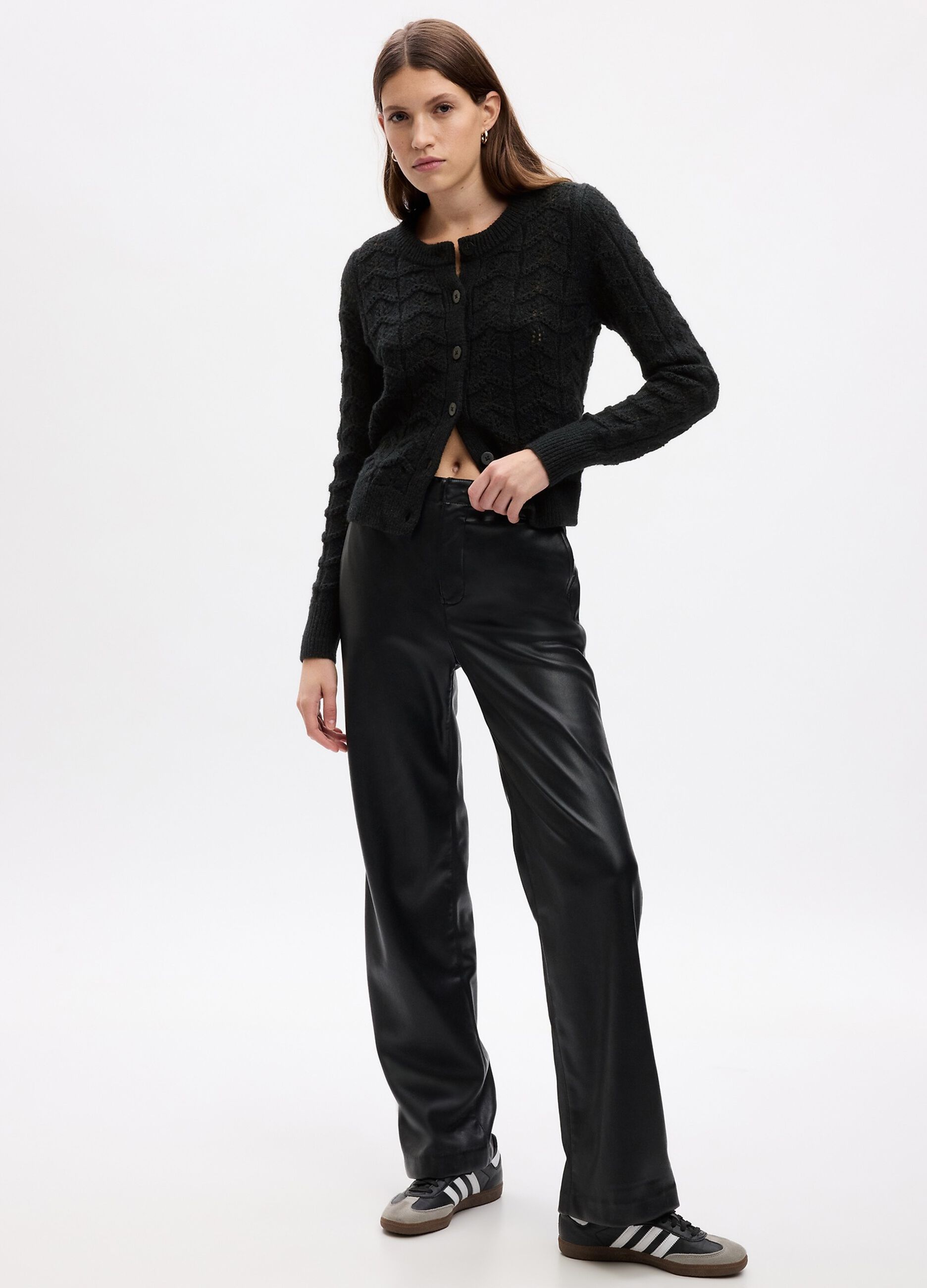 Cardigan con lavorazione pointelle
