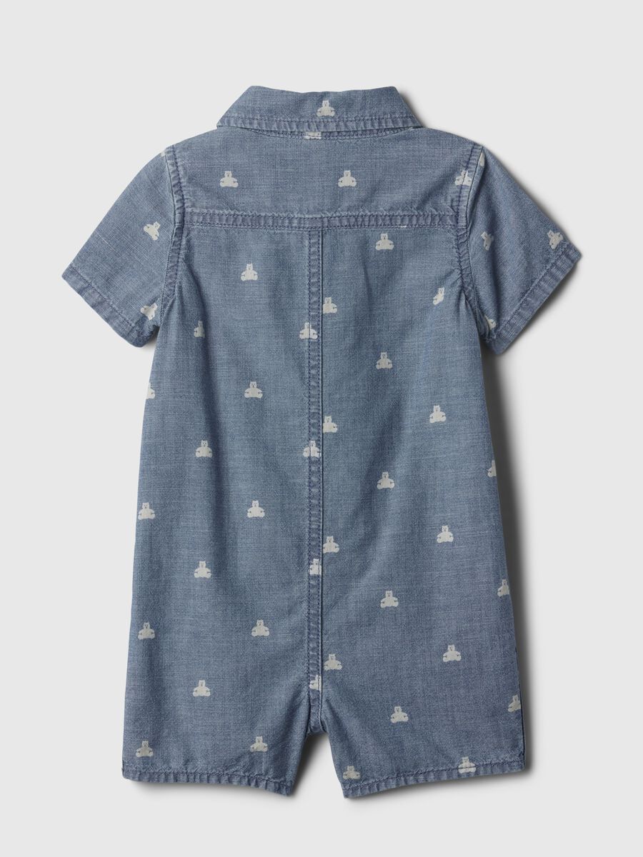 Denim romper suit with teddy bears print Newborn Boy_1