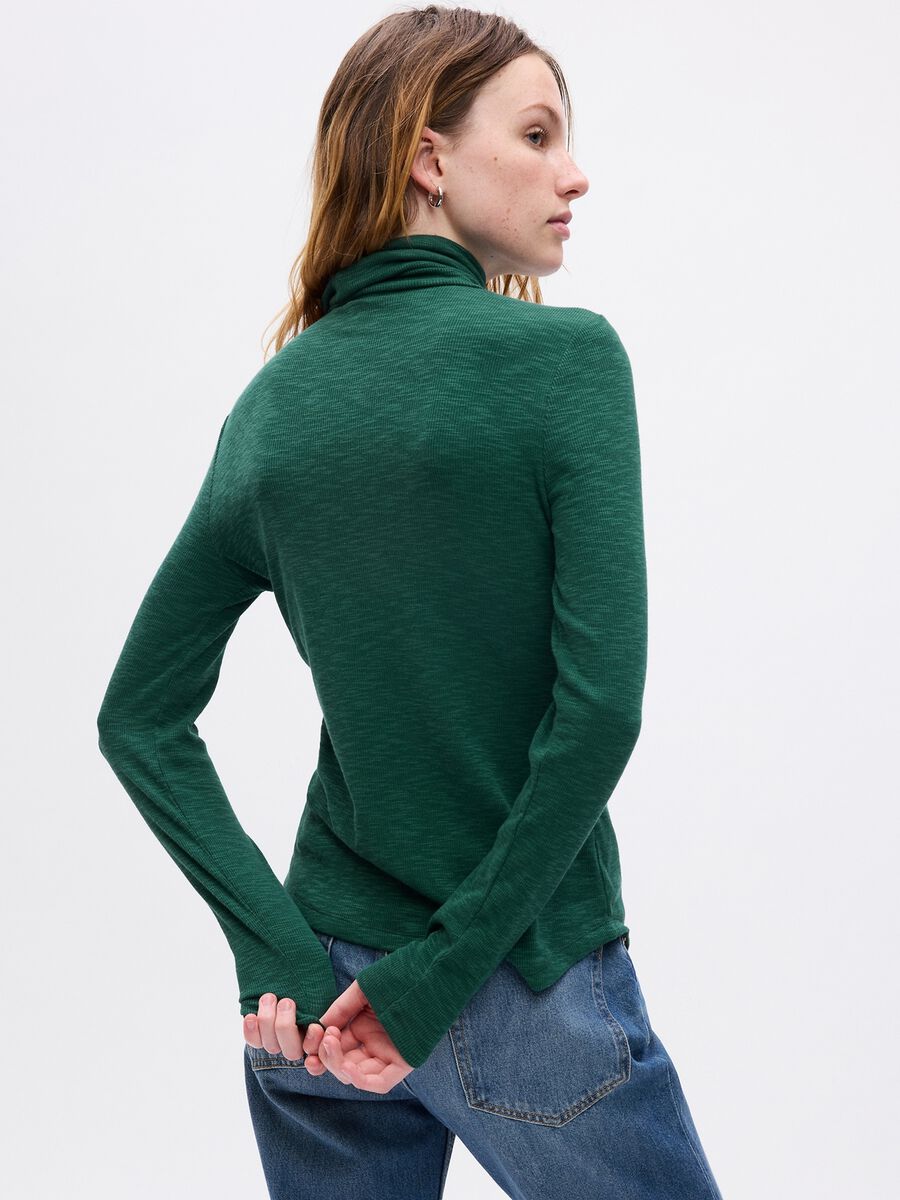Turtle-neck ribbed t-shirt Woman_1