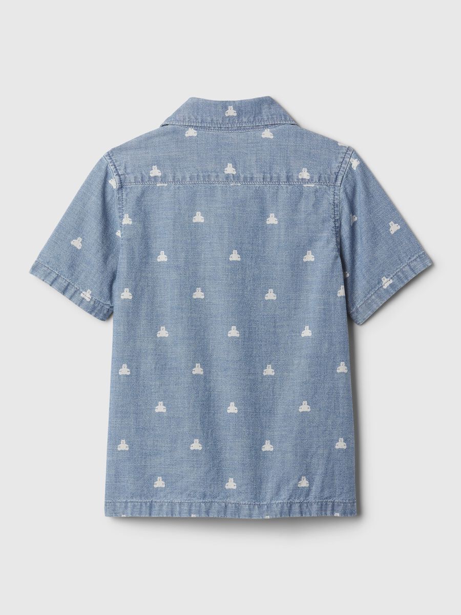 Camicia in denim con tasca e stampa orsetti Bimbo_1