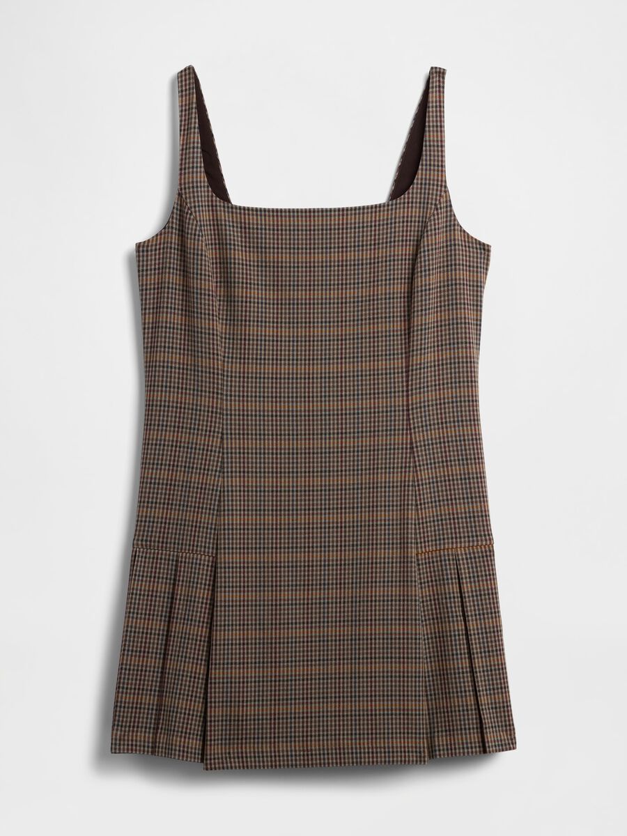 Brown plaid dress with check detailing Woman_4