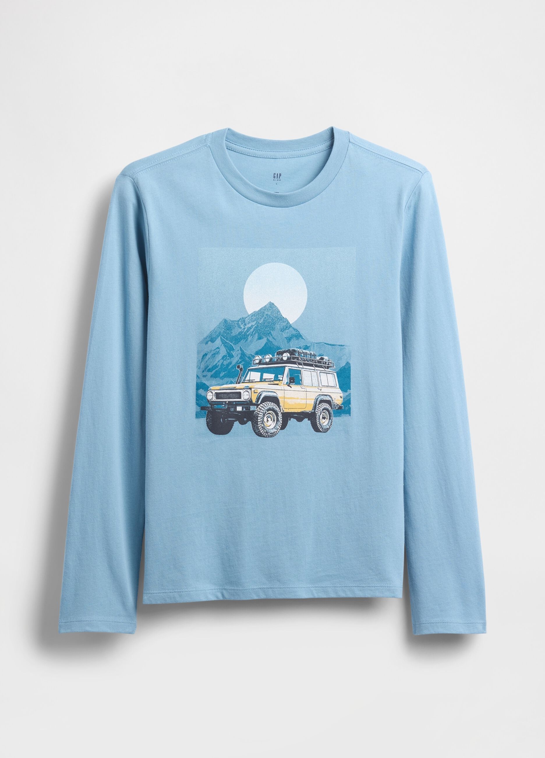 Maglia a maniche lunghe azzurra in cotone
