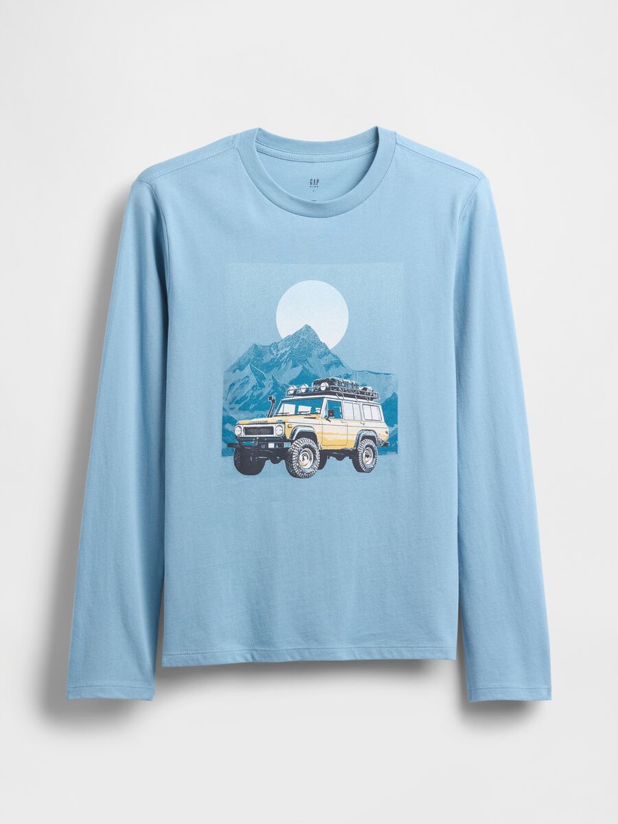 Maglia a maniche lunghe azzurra in cotone Bambino_0