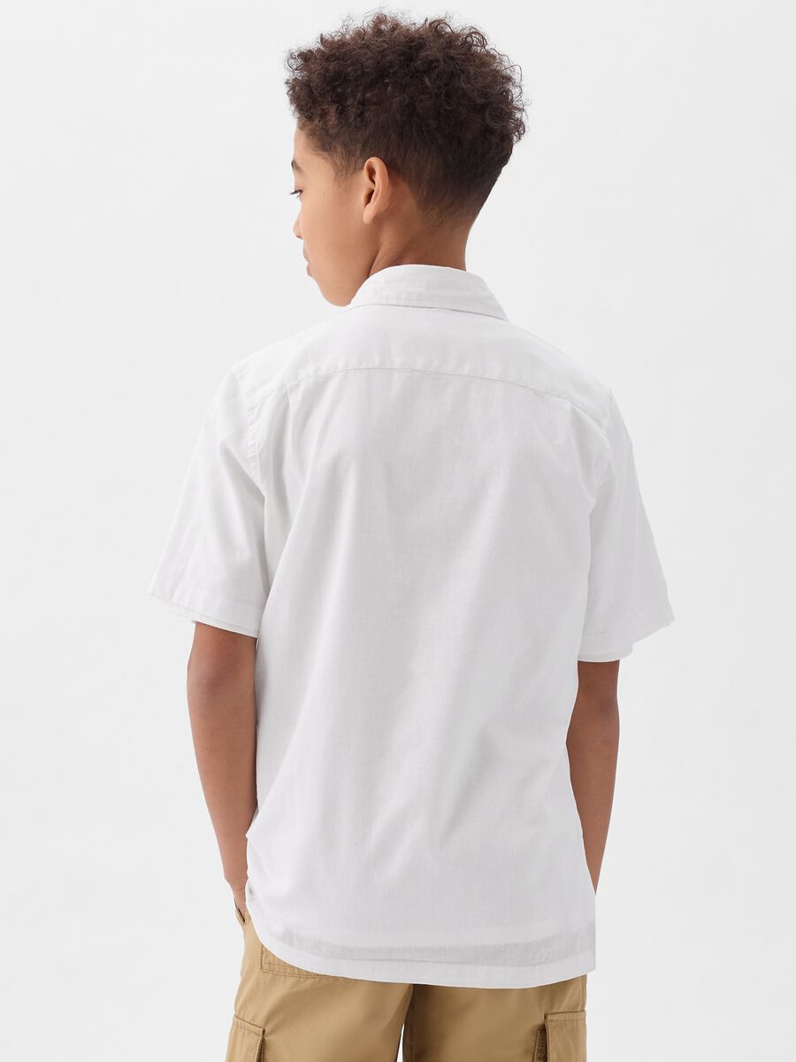 Camicia a maniche corte in lino e viscosa Bambino_1