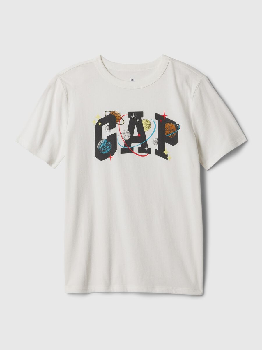 T-shirt in cotone bio con stampa logo Bambino_0