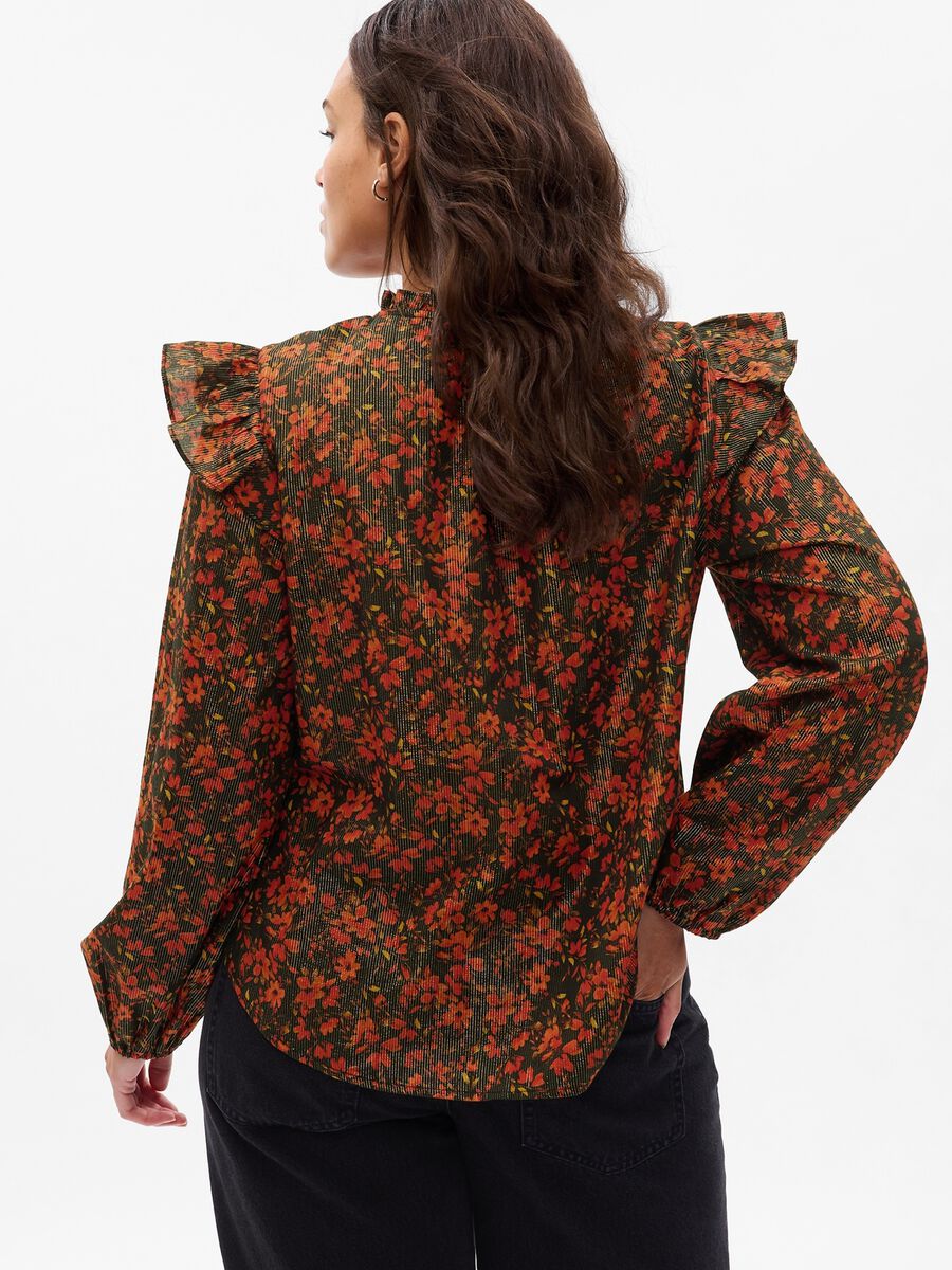 Floral blouse in lurex with flounce Woman_4