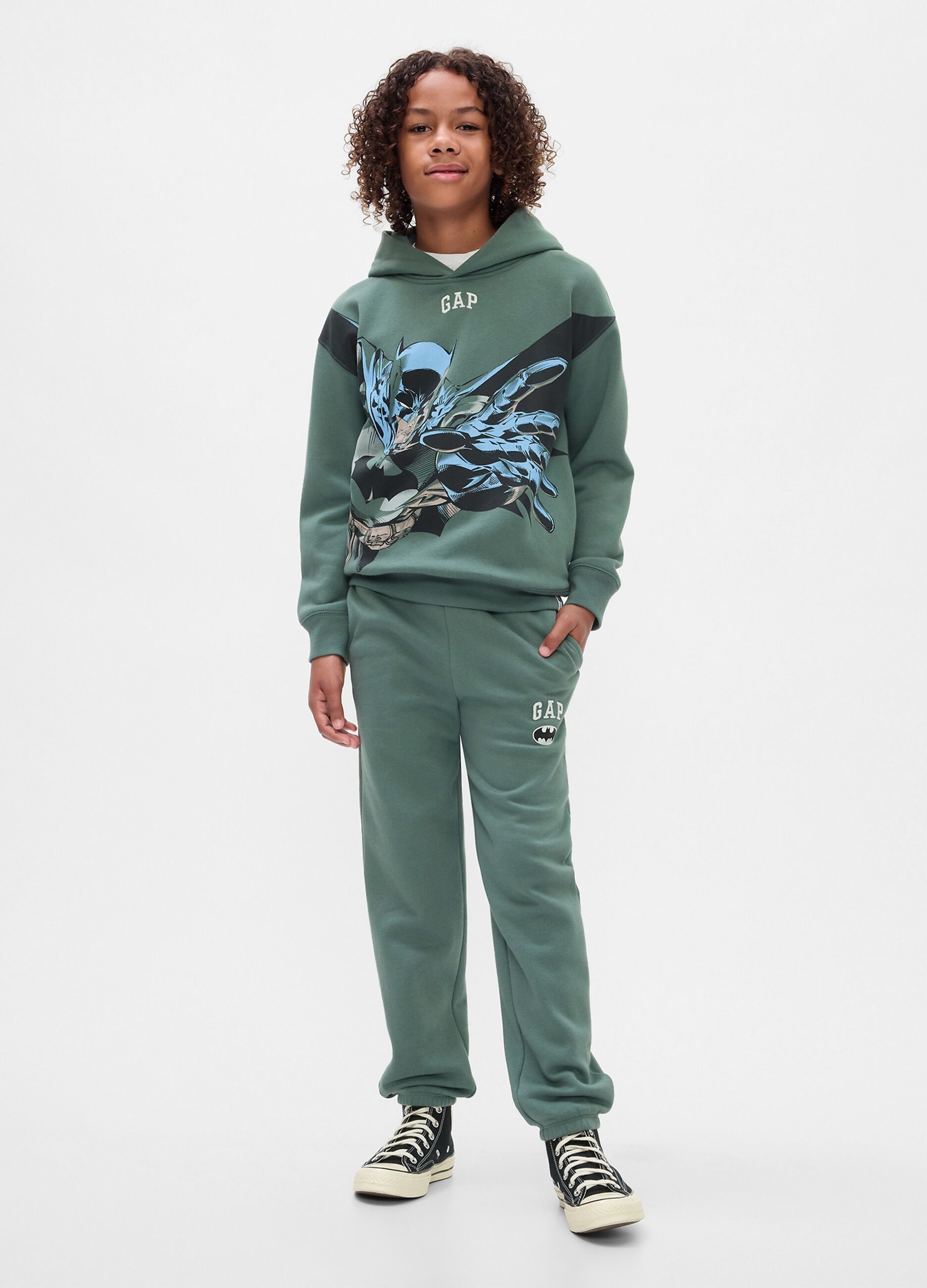 Sweatshirt with hood and Batman print_1