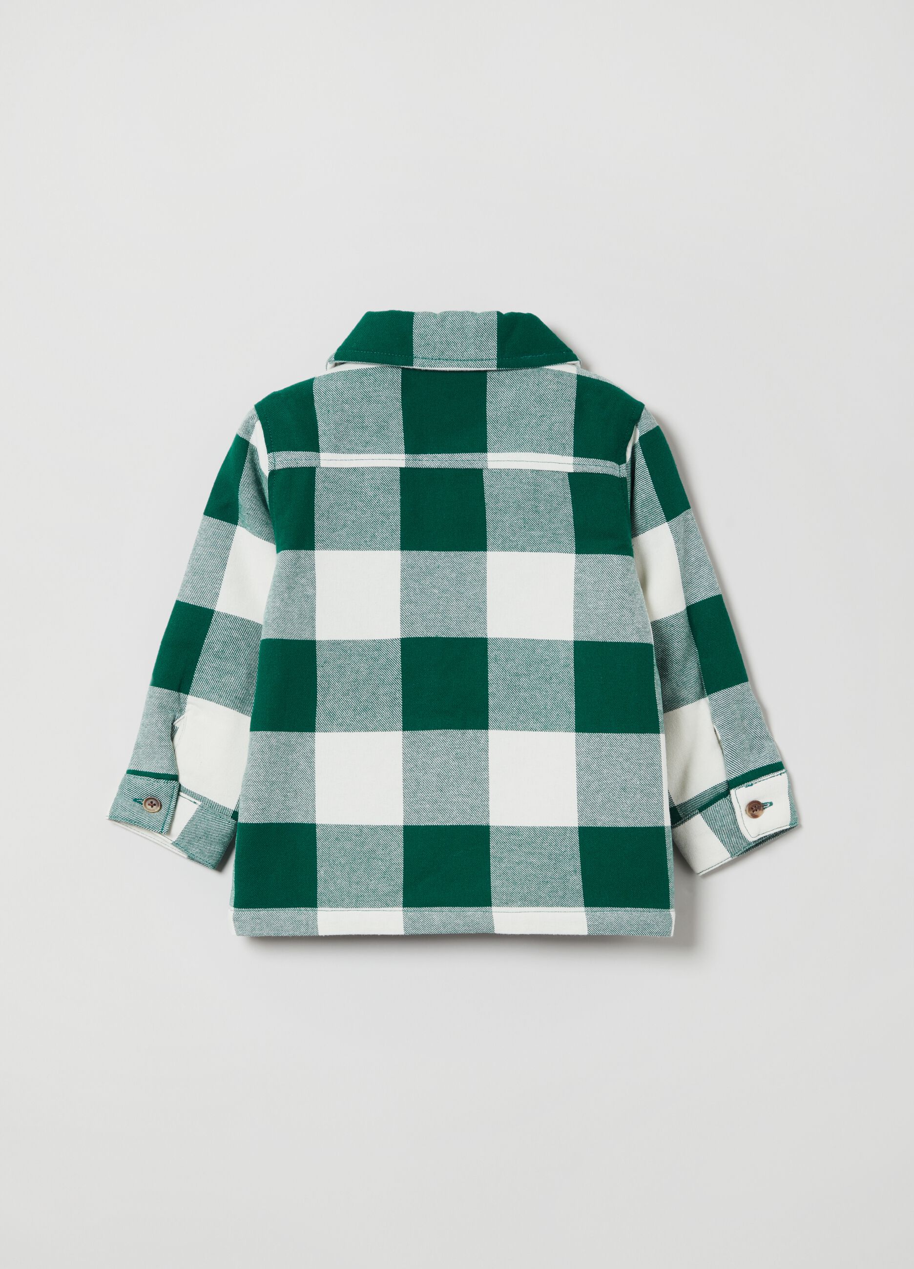 Cotton shacket with check print_1