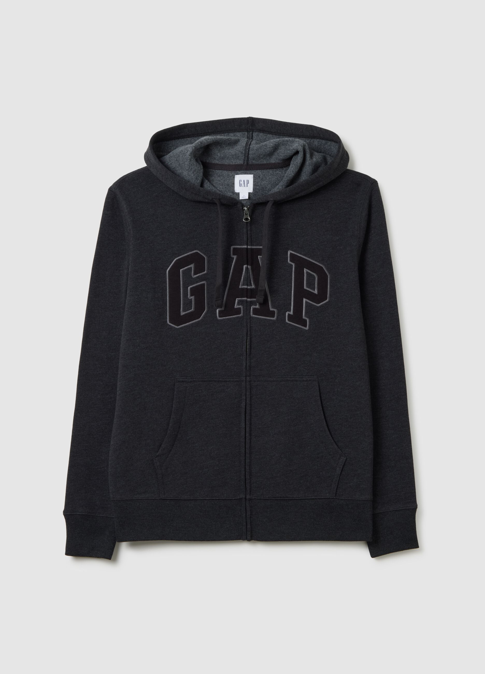 Full-zip in felpa con cappuccio e ricamo logo_1