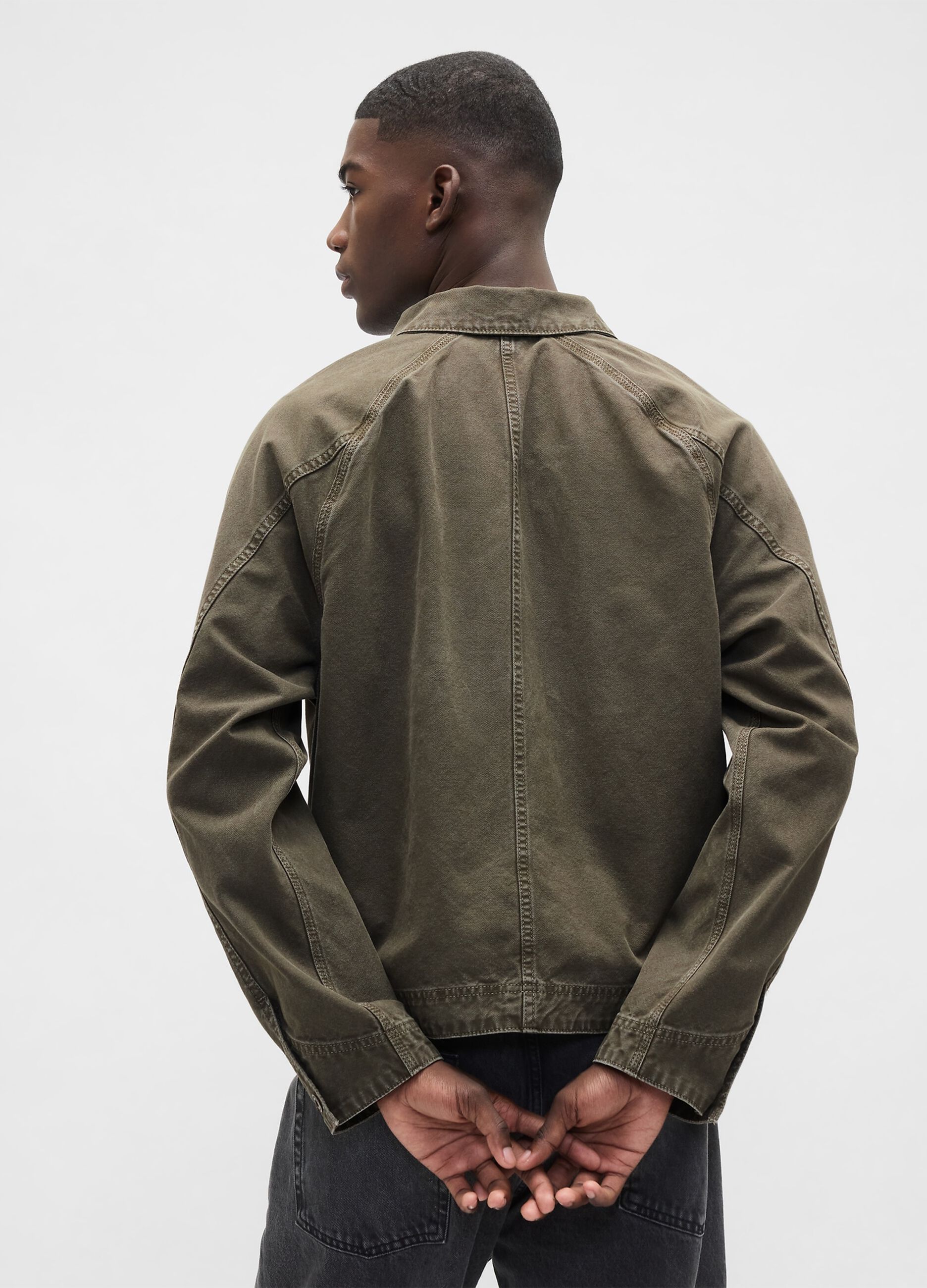 Green jacket in pure cotton