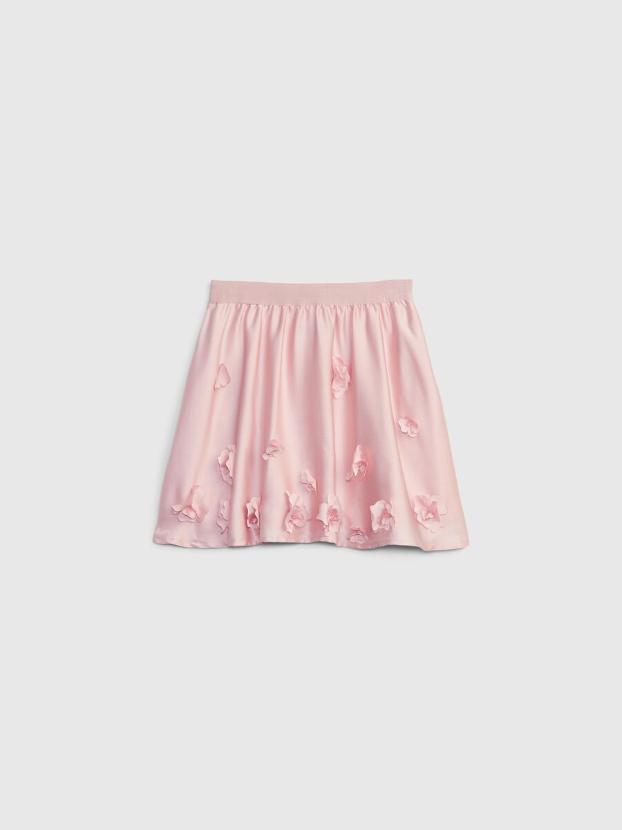 Short skirt in satin with flowers Girl_0