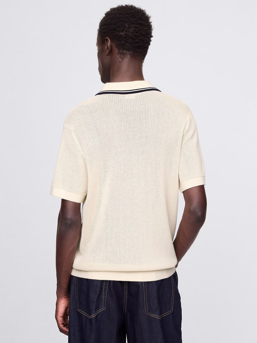 Polo traforata in cotone beige  Uomo_2