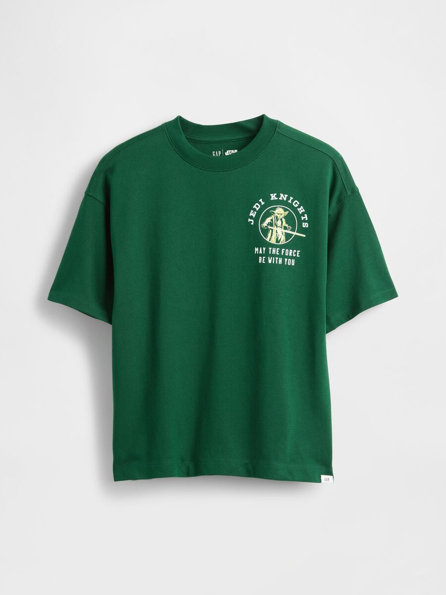 T-shirt verde in cotone con stampa Bambino_0
